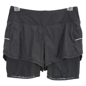 Athleta Ready Set 2 in 1 Shorts Size XS Black Workout Running Cycling dual layer